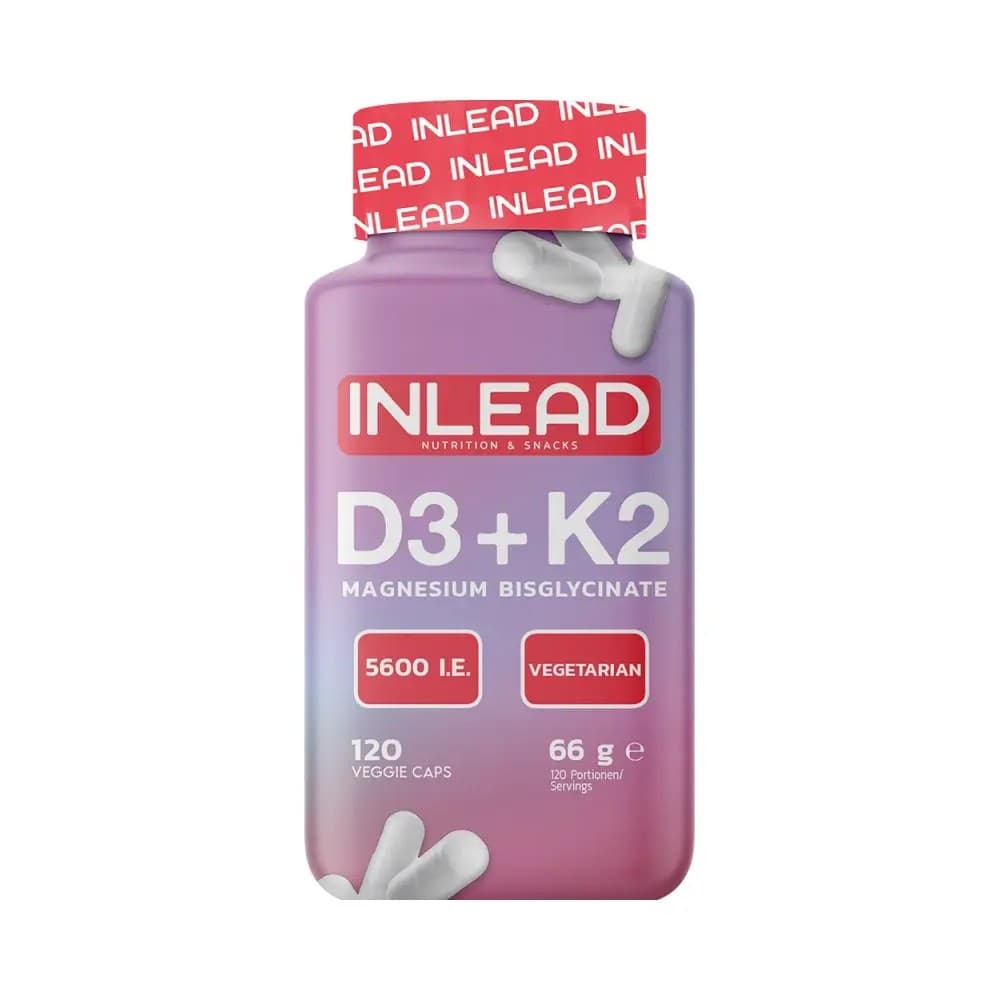 Inlead - Vitamin D3 + K2 + Magnésium - Sans arôme - 120 Vcaps – Inlead emballage