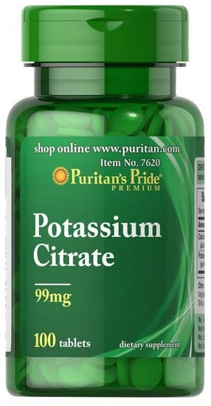 Puritan's Pride Citrate de Potassium 99 mg 100 comprimés – Puritan's Pride packaging