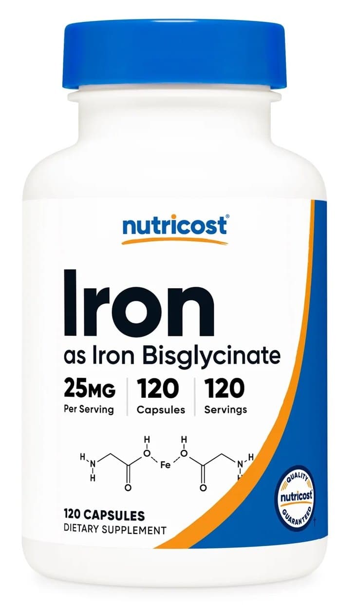 Nutricost - Bisglicinato de Hierro - 120 Cápsulas – Nutricost empaque