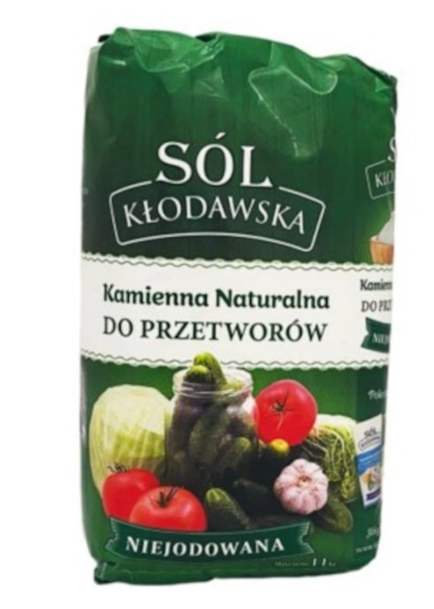 KŁODAWA Sal de montaña natural no yodada para conservas 1,1 kg – KŁODAWSKA empaque