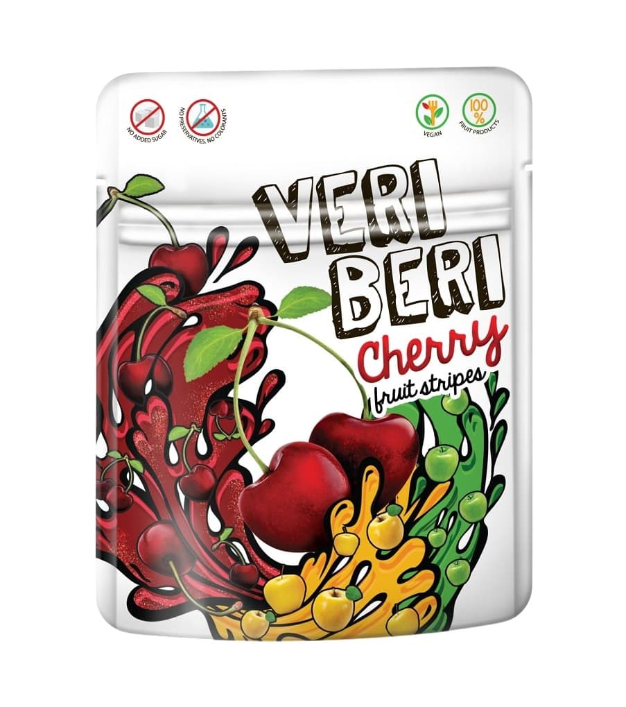 Veri Beri - Cherry Fruit Stripes - 50g – Veri Beri packaging