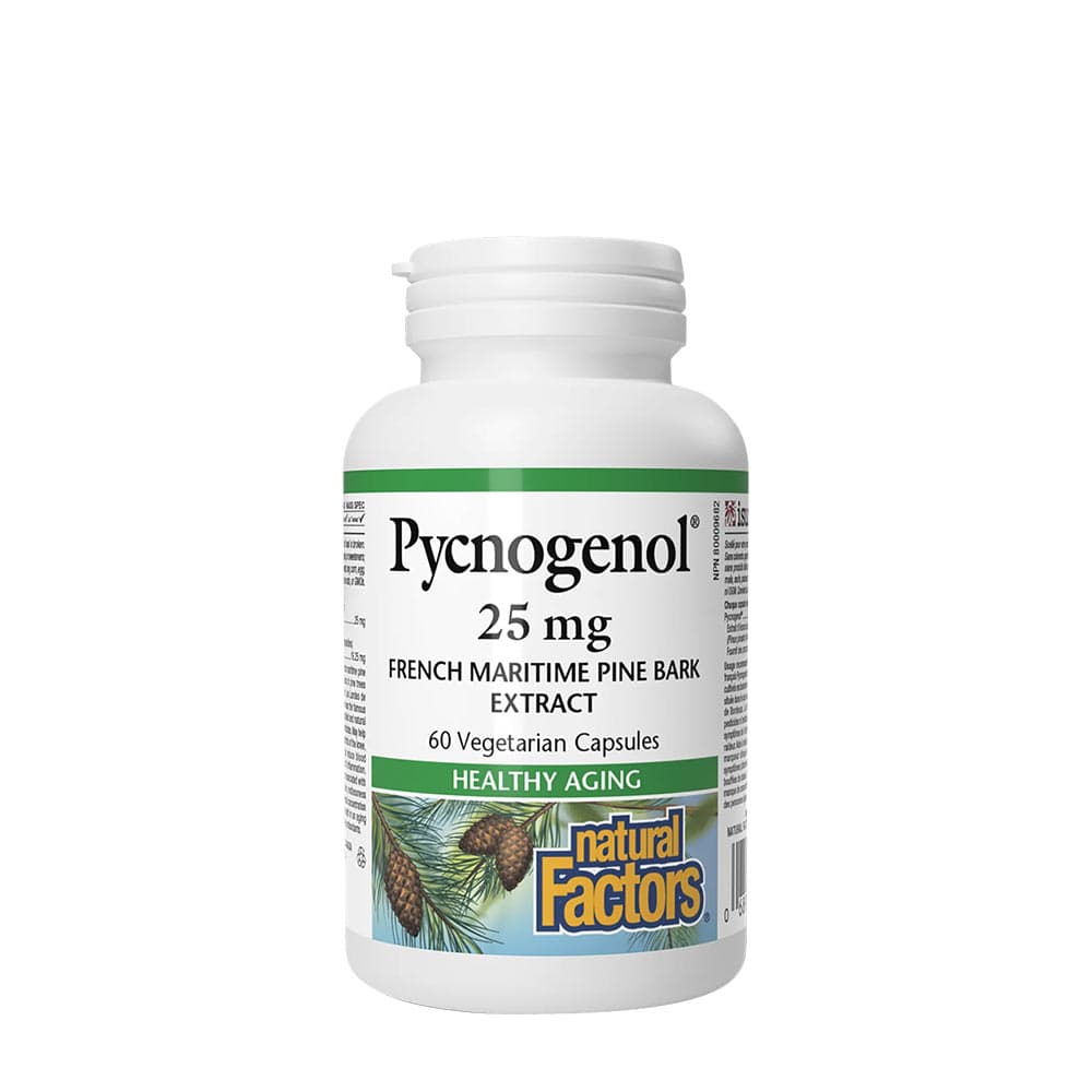 Natural Factors Pycnogenol 25 mg Extrait d'écorce de pin - 60 capsules – Natural Factors packaging