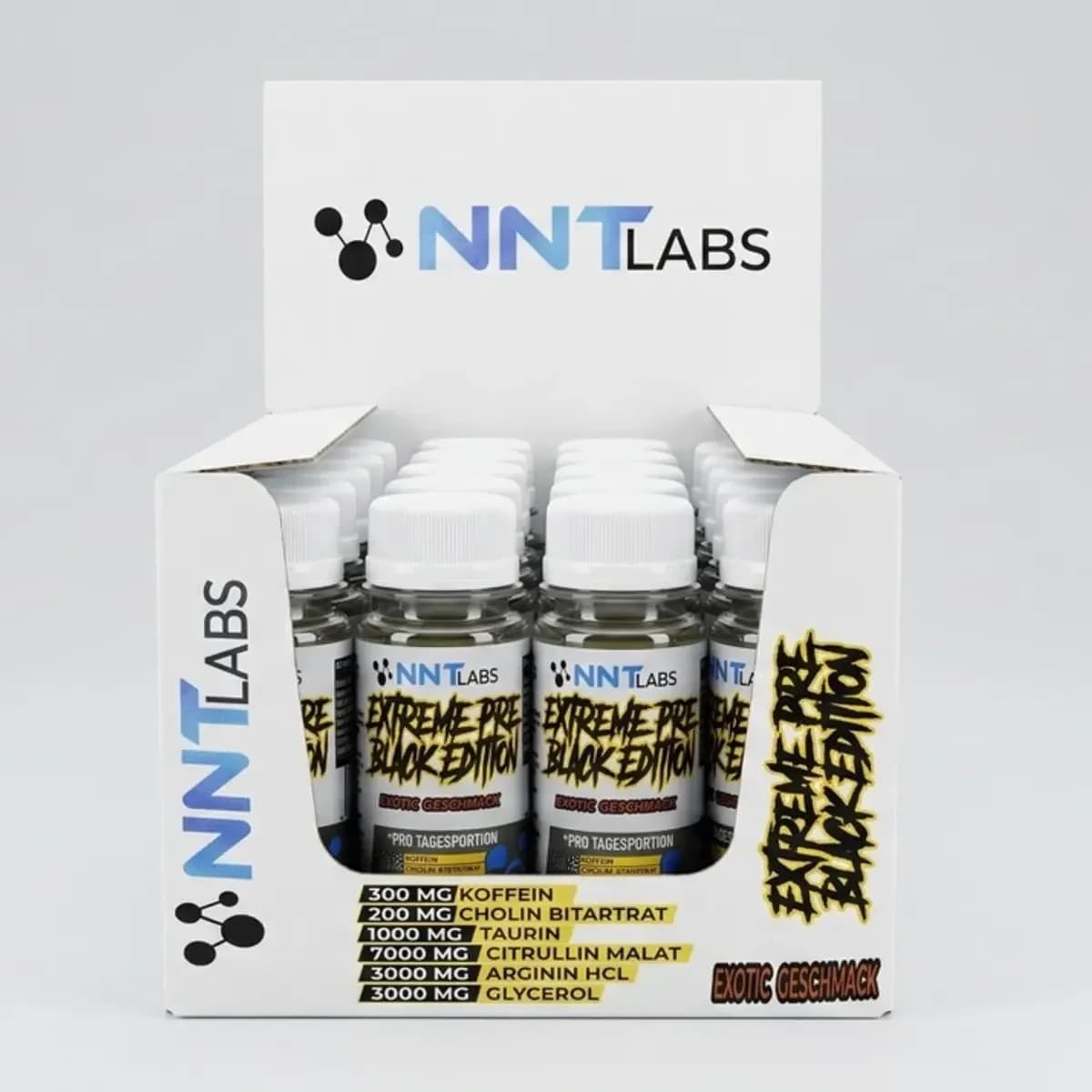 NNT Labs - NNT Extreme Black Edition - 20 × 60 ml, sabor exótico – empaque