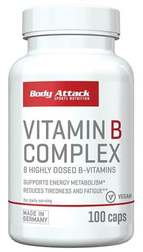 Body Attack - Vitamin-B-Komplex - 100 Kapseln – Body Attack Verpackung