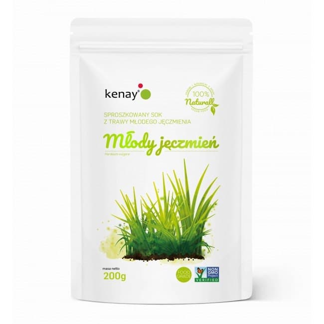 Kenay Trawa z młodego jęczmienia BIO sproszkowany sok 200 g – Kenay opakowanie