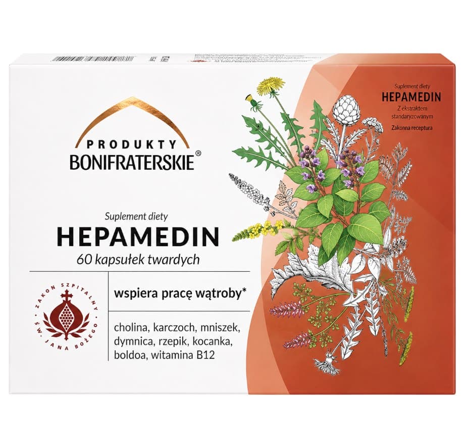 Productos Bonifraters - Hepamedin 60 cápsulas – Produkty Bonifraterskie empaque