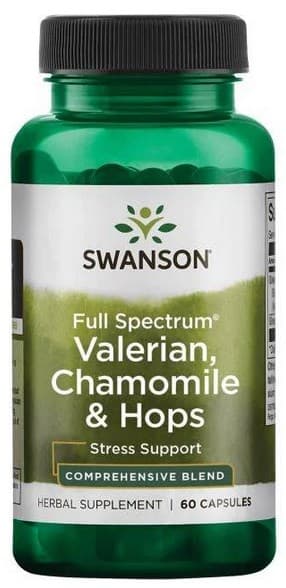 Swanson Full Spectrum Valerian, Chamomile & Hops 60 kapsułek