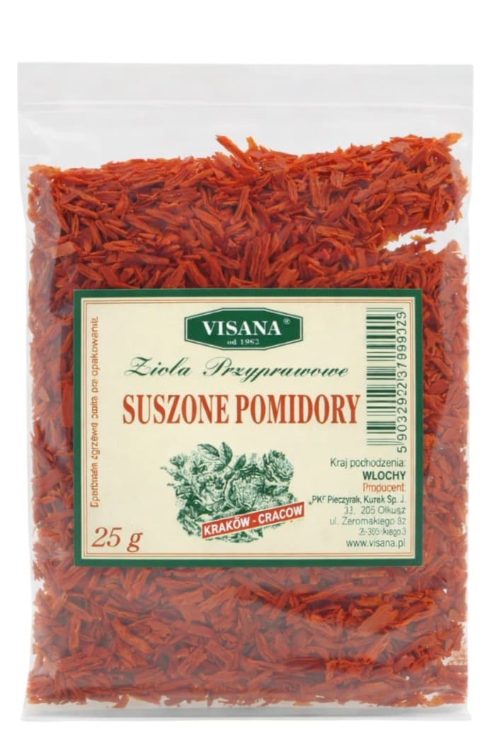 Visana - Torkade Tomater - 25g – Visana förpackning