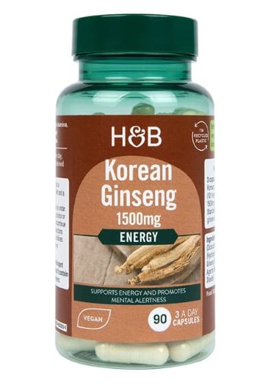Holland & Barrett - Korean Ginseng, 1500mg - 90 Vcaps – Holland & Barrett förpackning